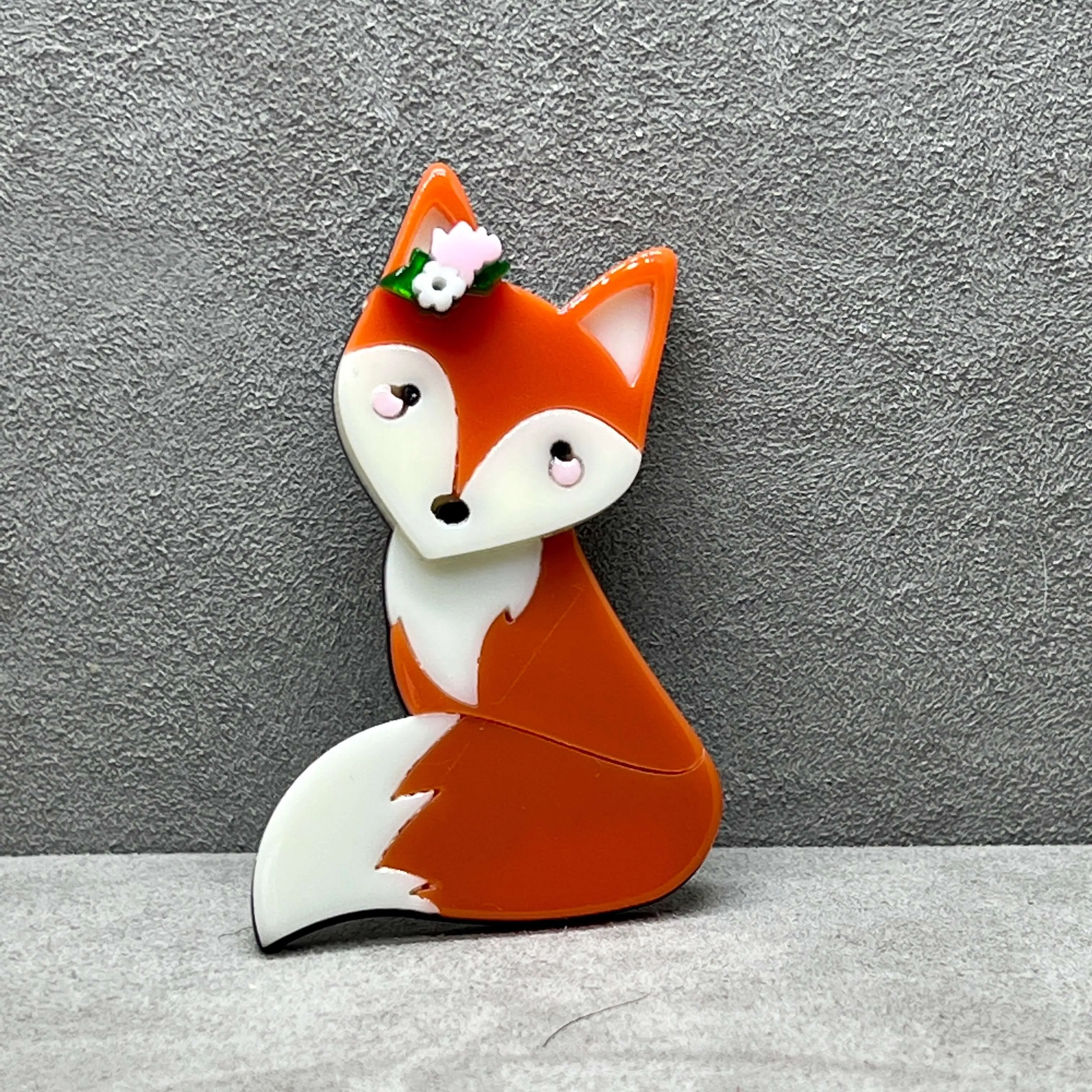 Handmade Acrylic Art Brooch - The Divine Miss Fox