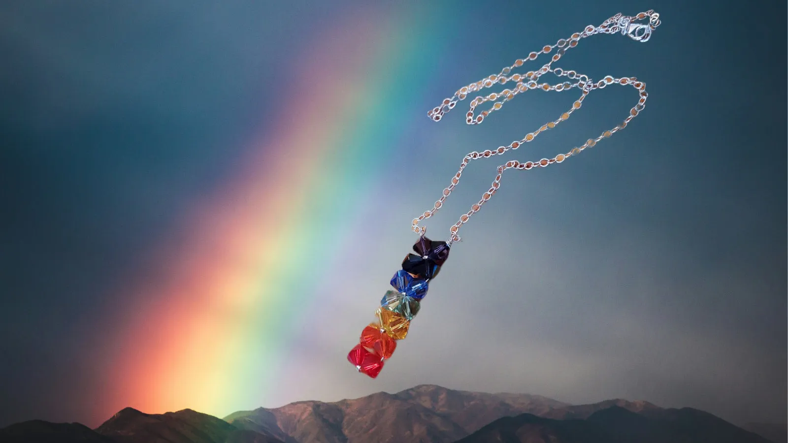 Handmade True Rainbow Crystal Rock Candy Necklace