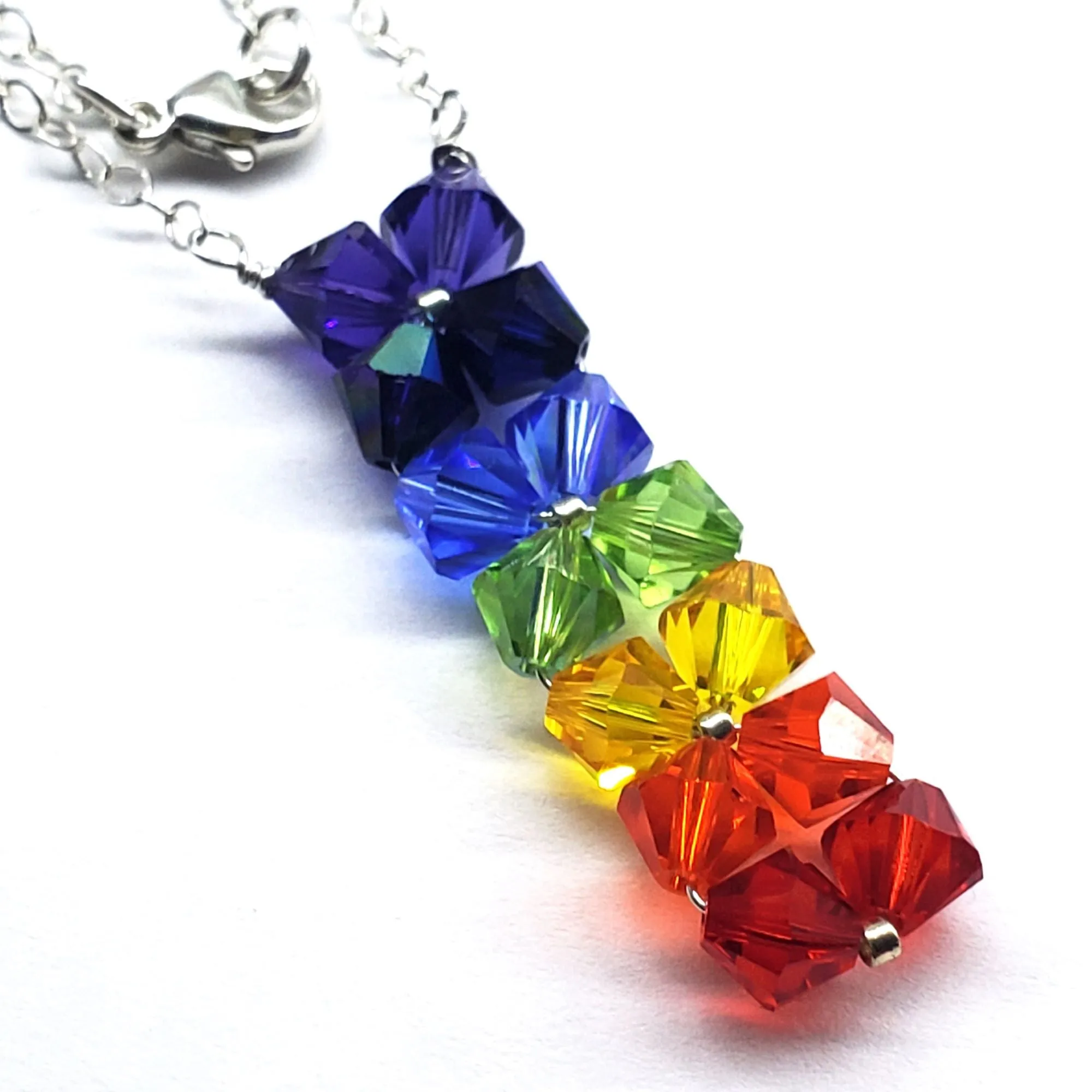 Handmade True Rainbow Crystal Rock Candy Necklace