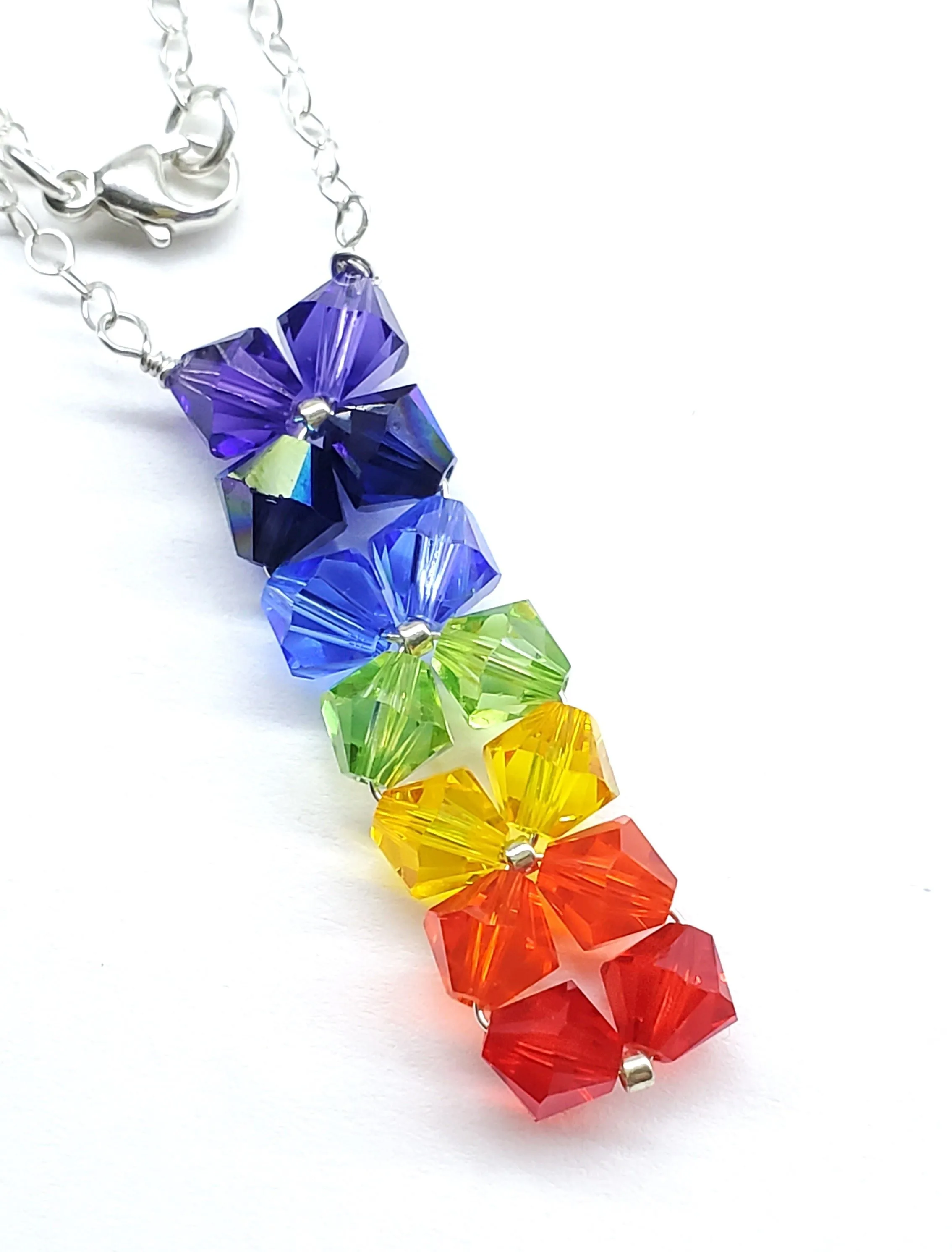 Handmade True Rainbow Crystal Rock Candy Necklace