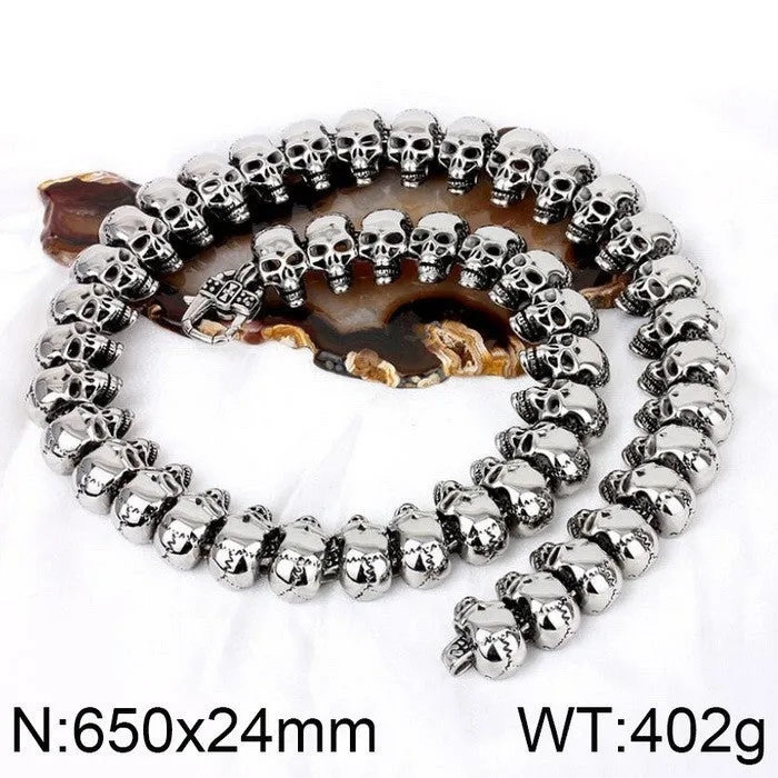 Hip Hop Skull-Inspired Titanium Steel Bracelet for Men, Unique Glossy Ghost Head Stainless Steel Hand Jewelry