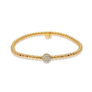 Hulchi Belluni 18K Yellow Gold Pave Diamond Bead Bracelet