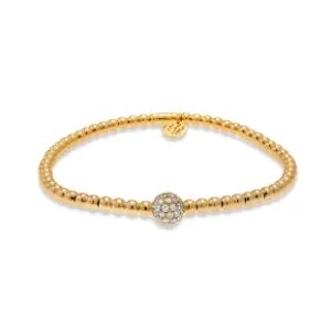 Hulchi Belluni 18K Yellow Gold Pave Diamond Bead Bracelet