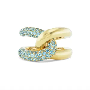 Intertwin Ring 18k Yellow Gold & Blue Topaz