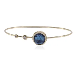 JAMIE JOSEPH 14K YELLOW GOLD INDICOLITE DIAMOND BANGLE BRACELET