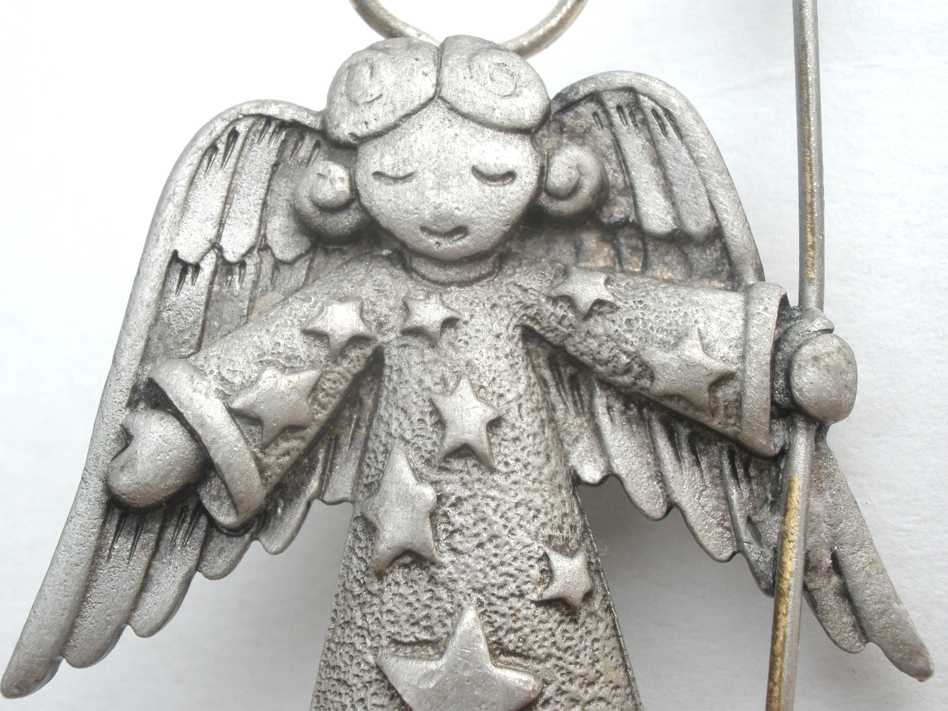 JJ Pewter Angel Brooch Pin Vintage