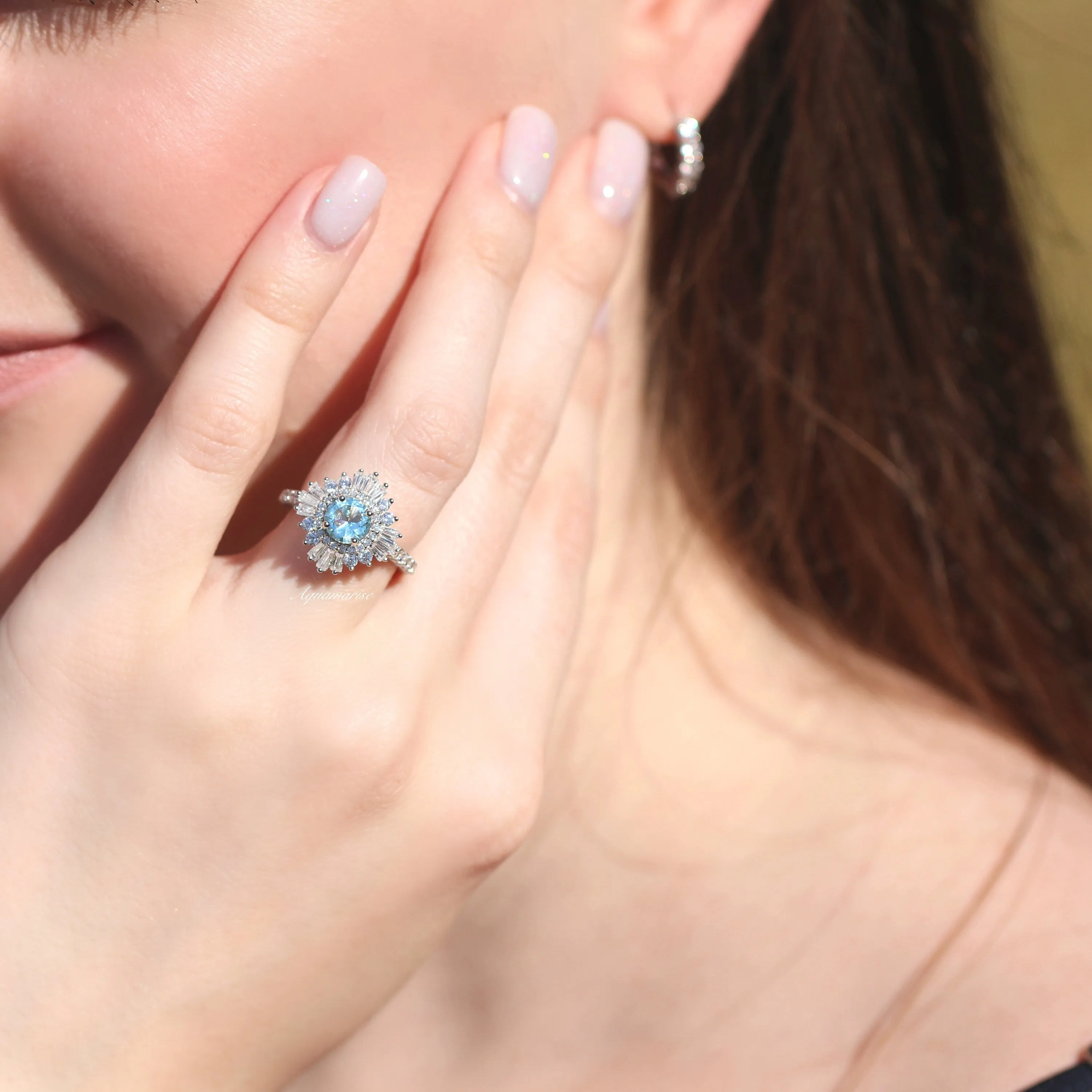 Joelle Aquamarine Ring- Sterling Silver