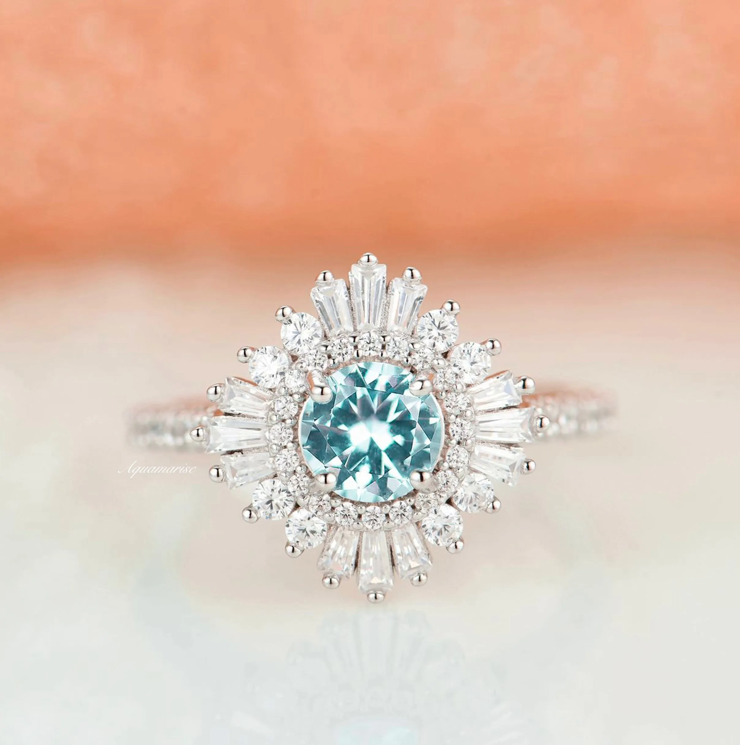 Joelle Aquamarine Ring- Sterling Silver