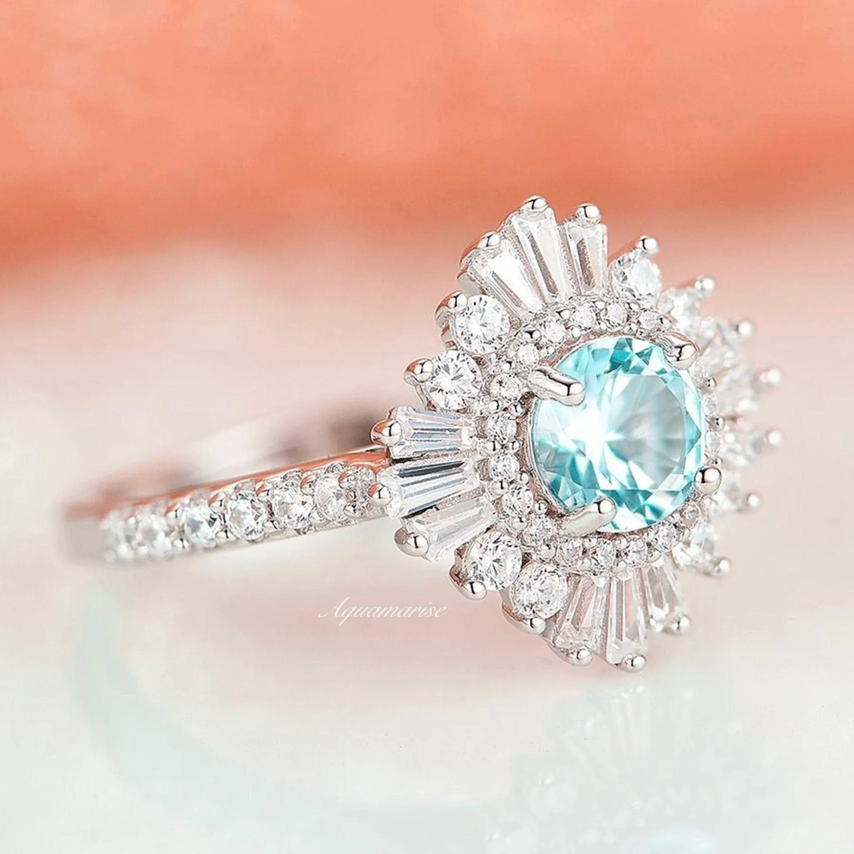 Joelle Aquamarine Ring- Sterling Silver