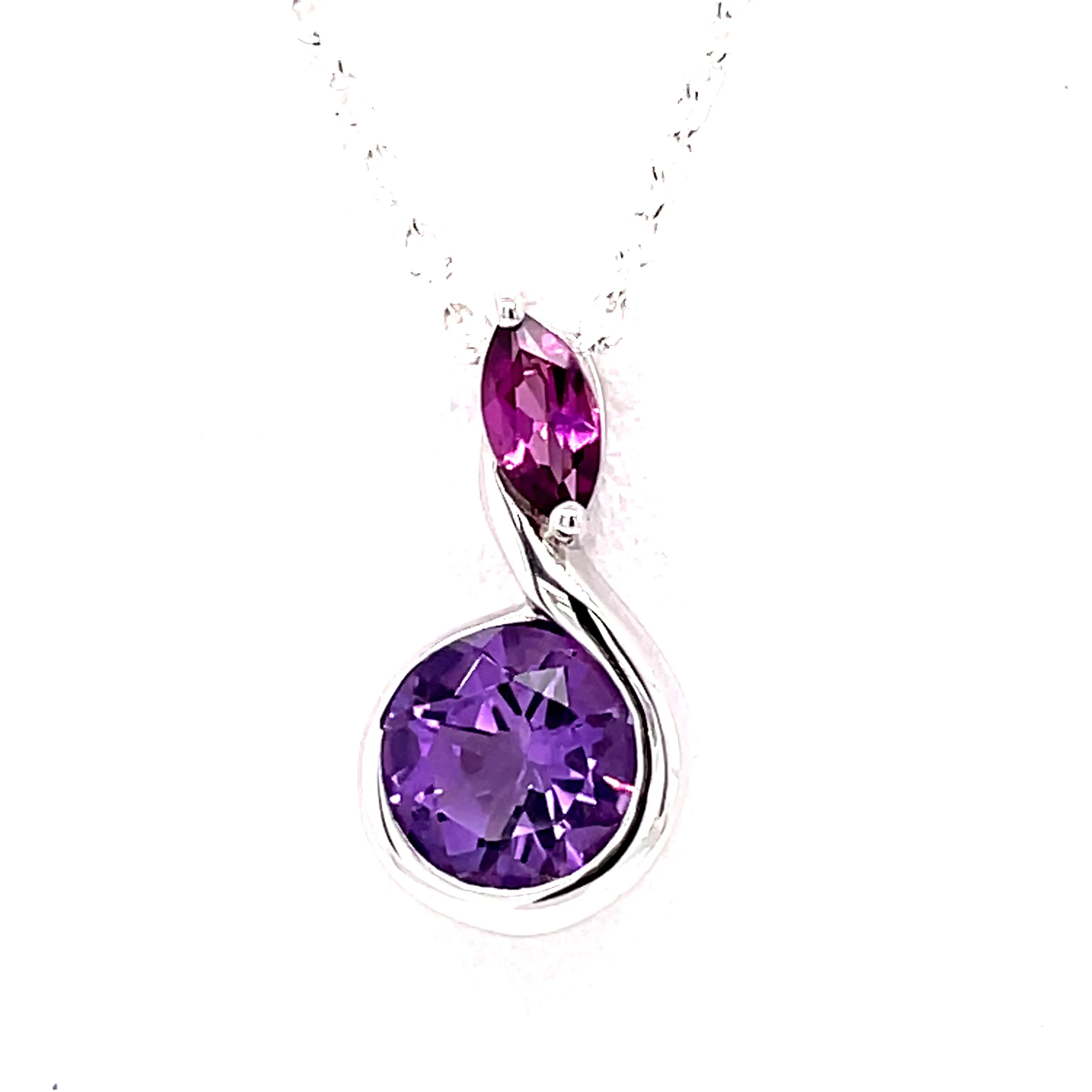 Kaleidoscope Dainty Amethyst & Rhodalite Garnet Pendant