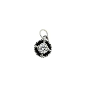 Kamon Sterling Silver And White Topaz April Charm