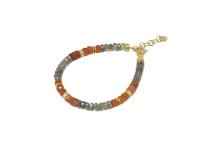 Labradorite and Carnelian Bracelet 5mm 24K Fair Trade Gold Vermeil