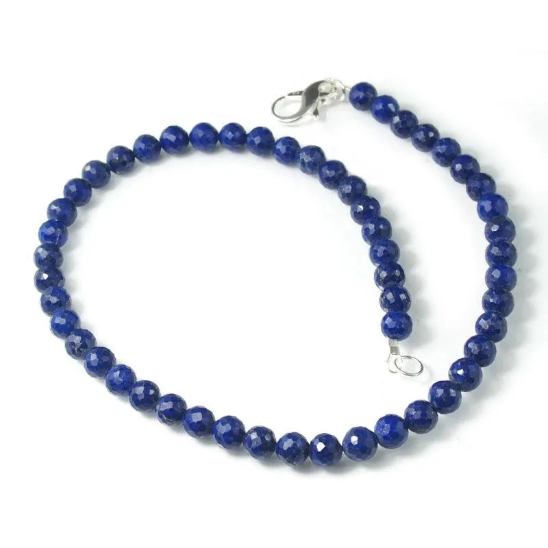 Lapis Lazuli (AA  Quality)Necklace with Sterling Silver Fancy Lobster Claw Clasp