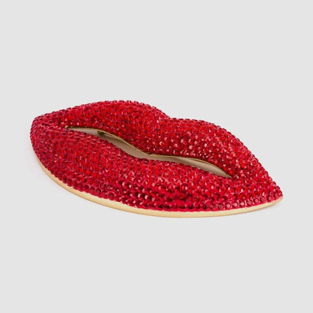 Large Crystal Lips Brooch