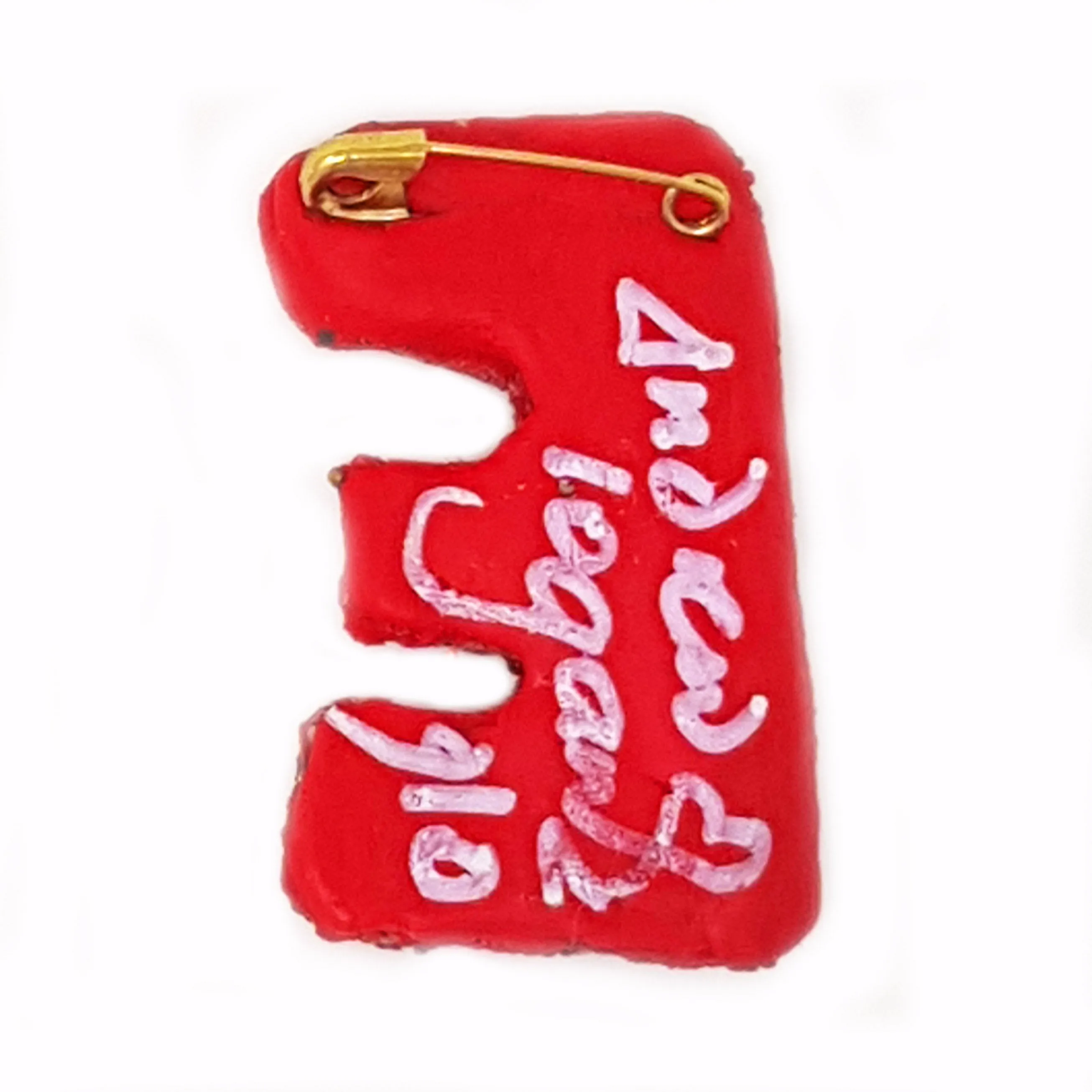 LETTER E - RED BROOCH