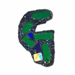 LETTER G - GREEN BROOCH