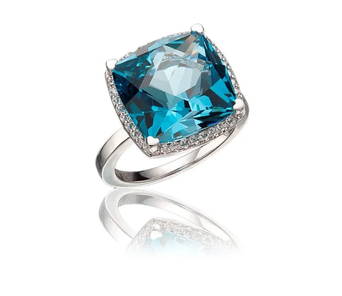 Lisa Nik 17mm London Blue Topaz Ring