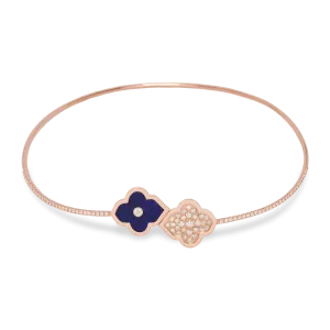 LUCE COLOUR - NECKLACE FLEX SEMI PAVE ROSE GOLD PAVE LAPIS LAZULI & 1 DIAMOND