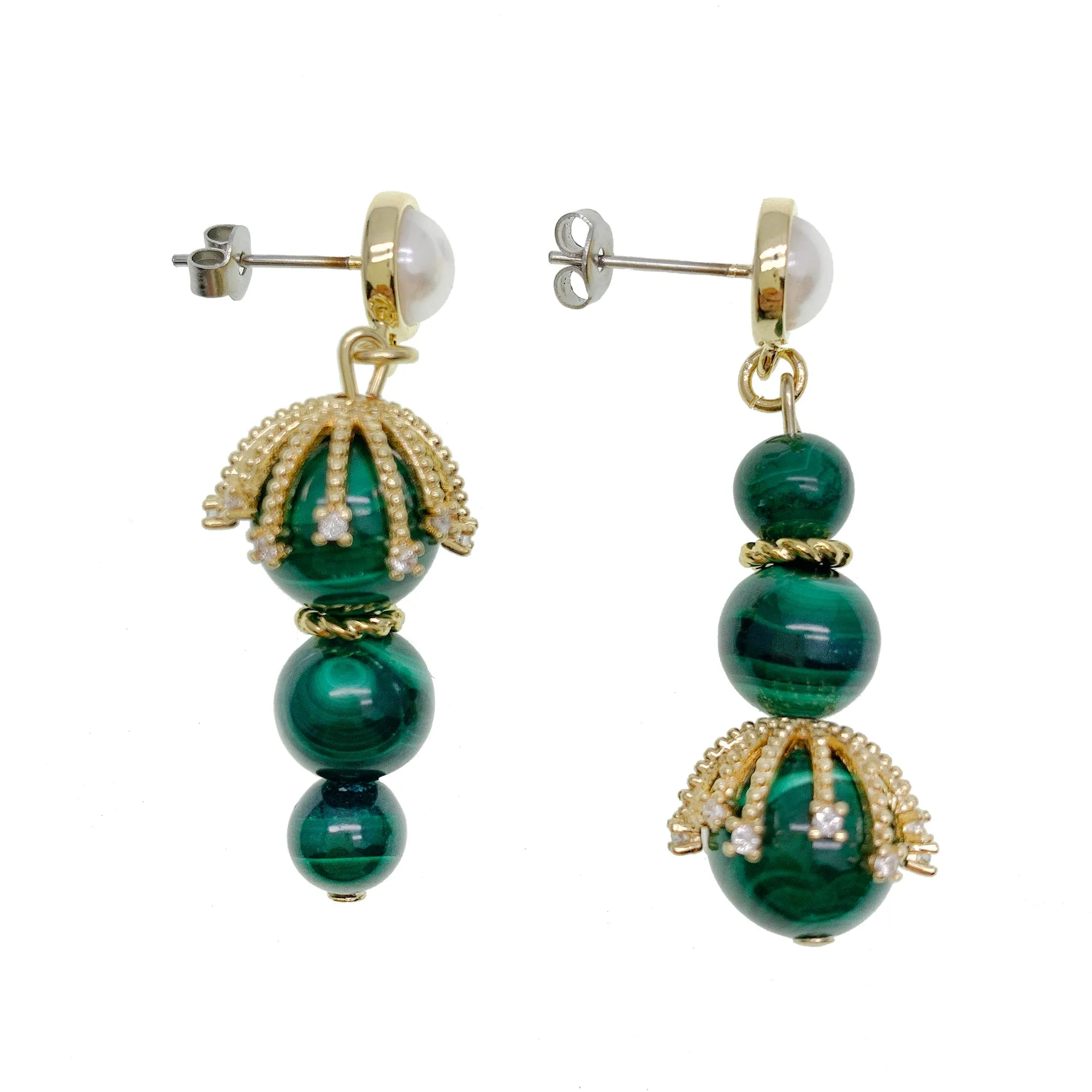 Malachite Artistic Asymmetric Earrings GE014