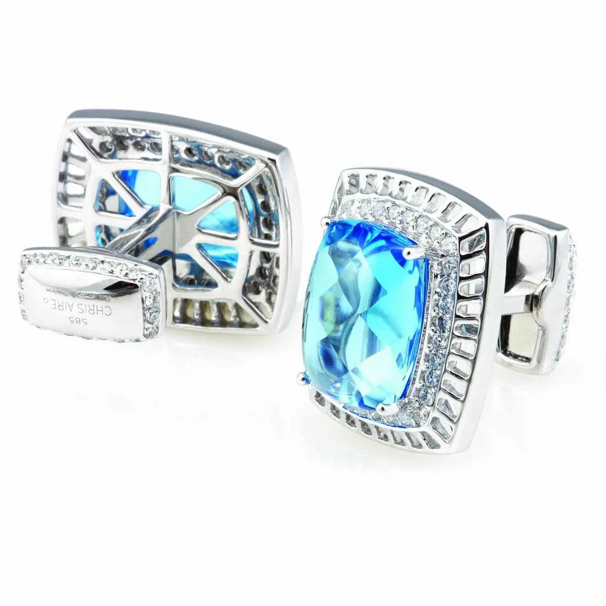 Miracle Cufflinks - Blue Topaz and Diamonds Cufflinks