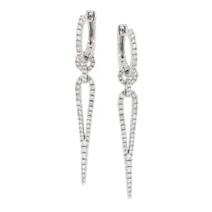 MODERN WHITE GOLD DANGLE EARRINGS WITH DIAMONDS, .86 CT TW