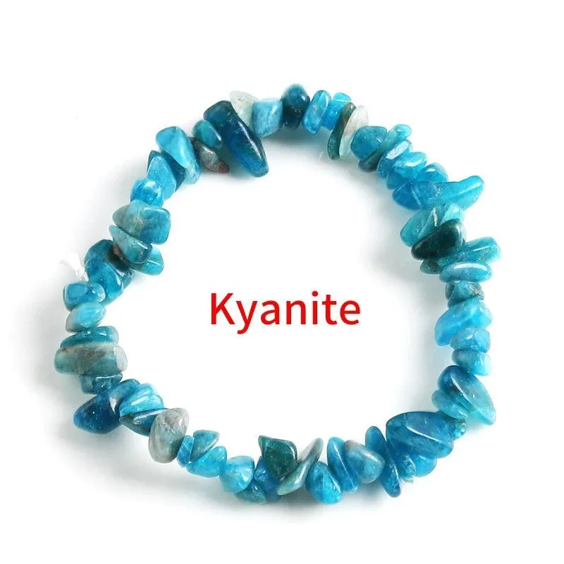 Natural Crystal Bracelet Irregular Stone Bracelet Beads Chip Jewelry Amethyst Aquamarine Rose Quartz Wristband Bangles for Women