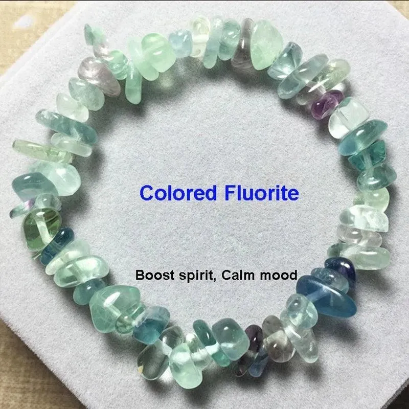 Natural Crystal Bracelet Irregular Stone Bracelet Beads Chip Jewelry Amethyst Aquamarine Rose Quartz Wristband Bangles for Women