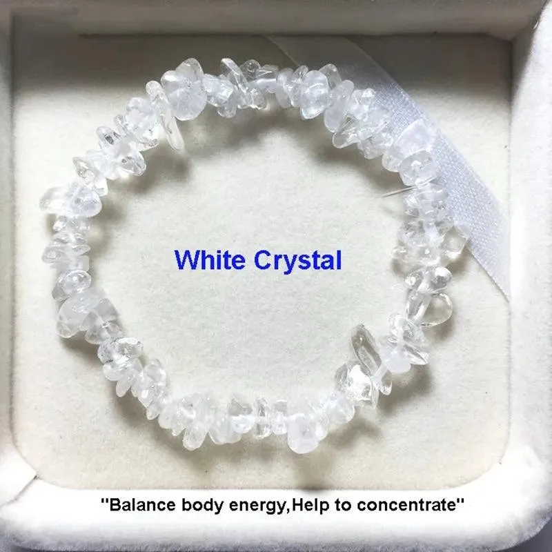 Natural Crystal Bracelet Irregular Stone Bracelet Beads Chip Jewelry Amethyst Aquamarine Rose Quartz Wristband Bangles for Women