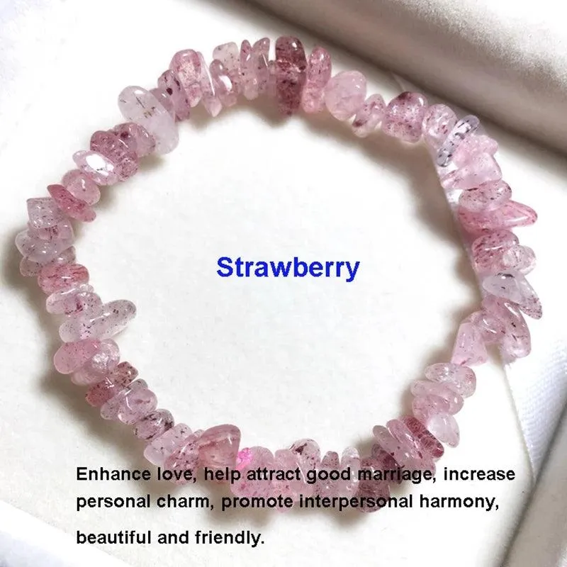 Natural Crystal Bracelet Irregular Stone Bracelet Beads Chip Jewelry Amethyst Aquamarine Rose Quartz Wristband Bangles for Women