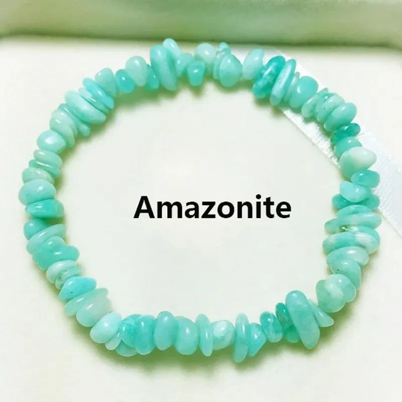 Natural Crystal Bracelet Irregular Stone Bracelet Beads Chip Jewelry Amethyst Aquamarine Rose Quartz Wristband Bangles for Women