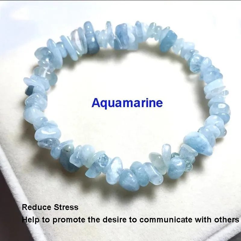 Natural Crystal Bracelet Irregular Stone Bracelet Beads Chip Jewelry Amethyst Aquamarine Rose Quartz Wristband Bangles for Women