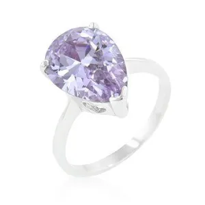 Pear-Cut Lavender Ombre' Solitaire Ring in White Gold