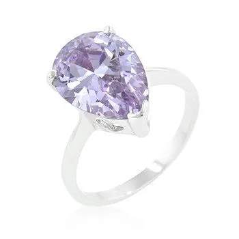 Pear-Cut Lavender Ombre' Solitaire Ring in White Gold