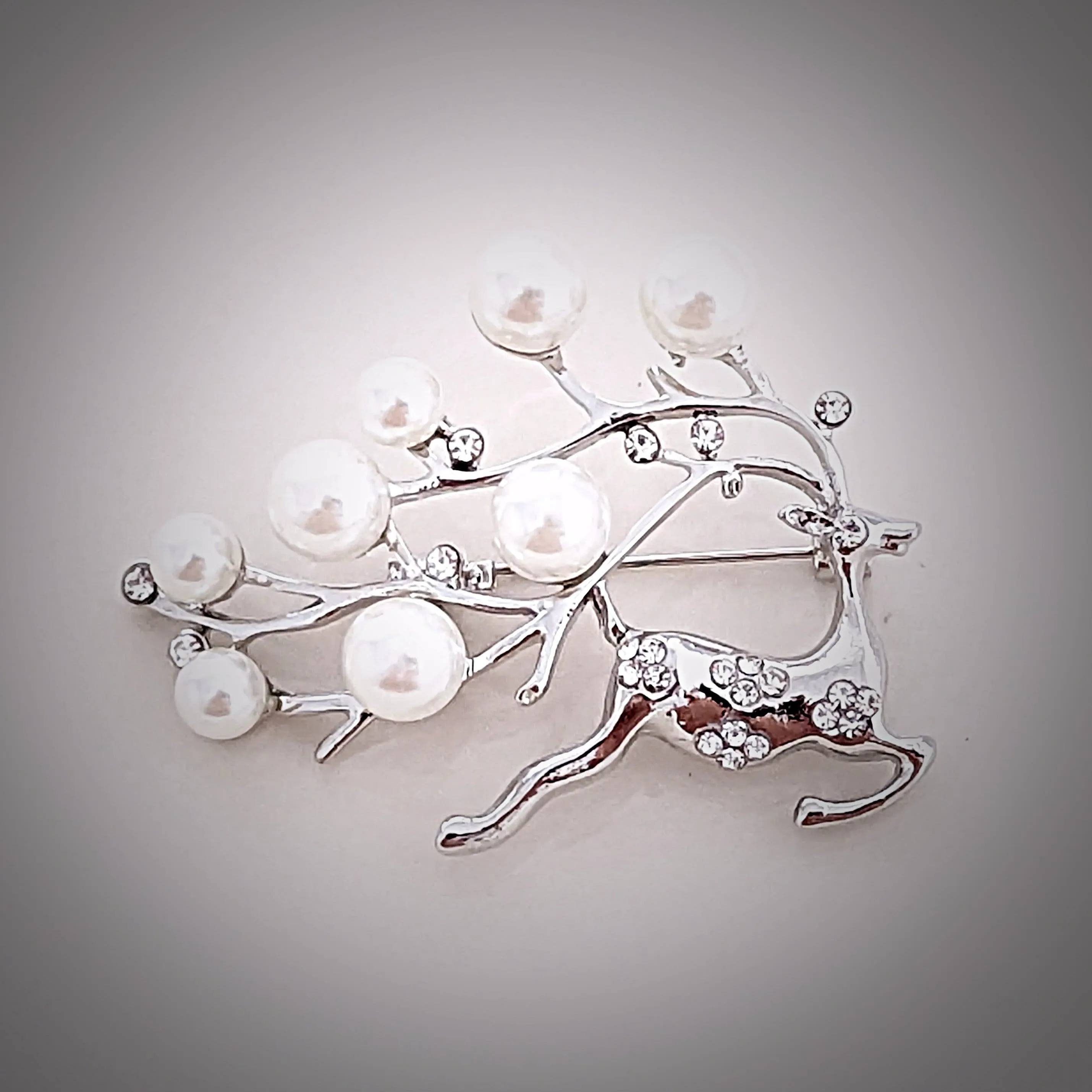 Pearl Deer Brooch