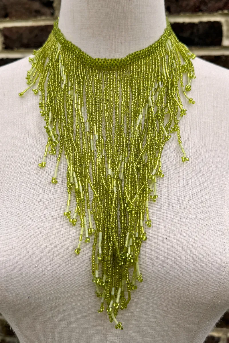 Peridot Waterfall Beaded Necklace