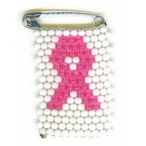 Pink Ribbon Beaded Brooch Pin