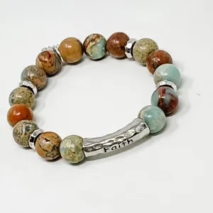 PowerBeads by jen Petites Aqua Terra Jasper "Faith" Bracelet