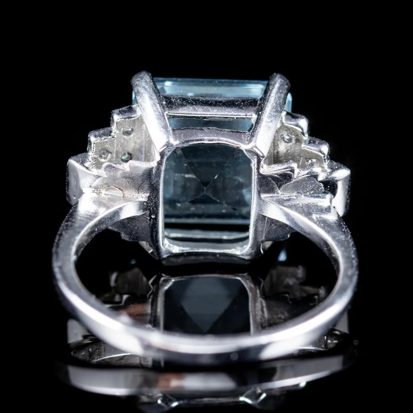 Princess Cut Aquamarine Diamond Ring Platinum 6Ct Aqua