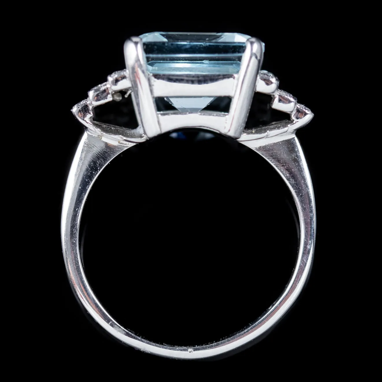 Princess Cut Aquamarine Diamond Ring Platinum 6Ct Aqua