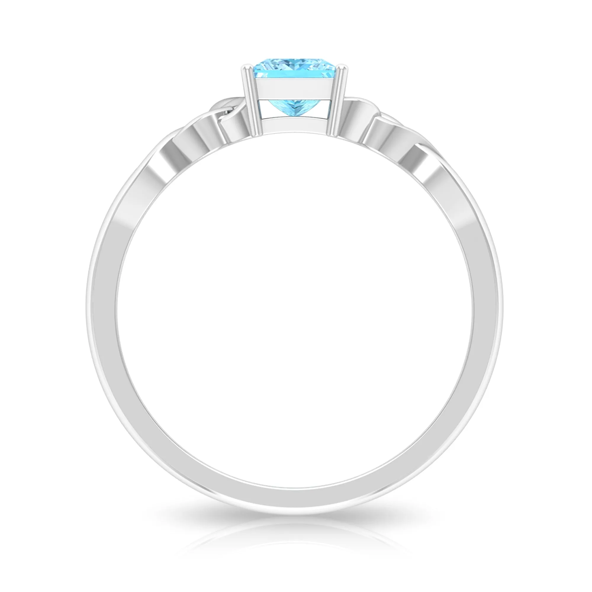 Princess Cut Aquamarine Solitaire Ring with Celtic Details