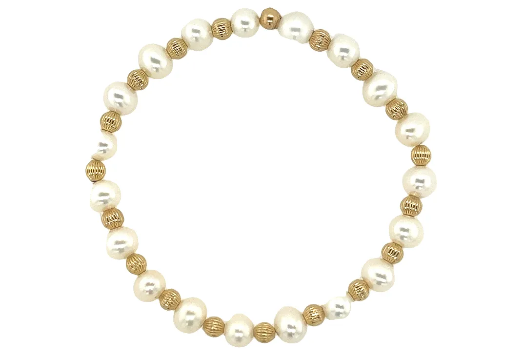 "LUCY" 14k gold-filled & pearl beaded bracelet