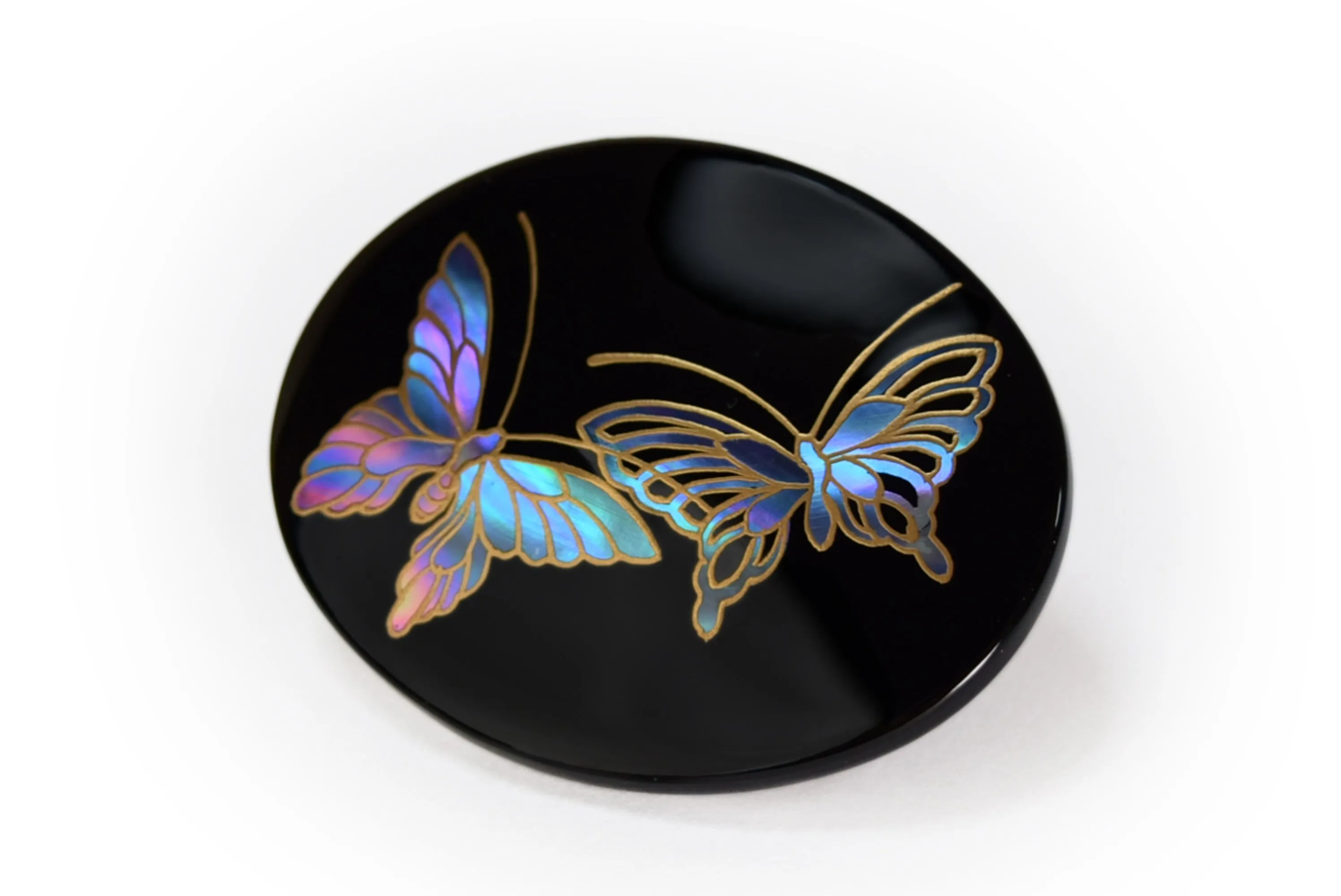 Raden Brooch - Butterfly-, Japanese Lacquer Jewelry, Kyoto Jewelry