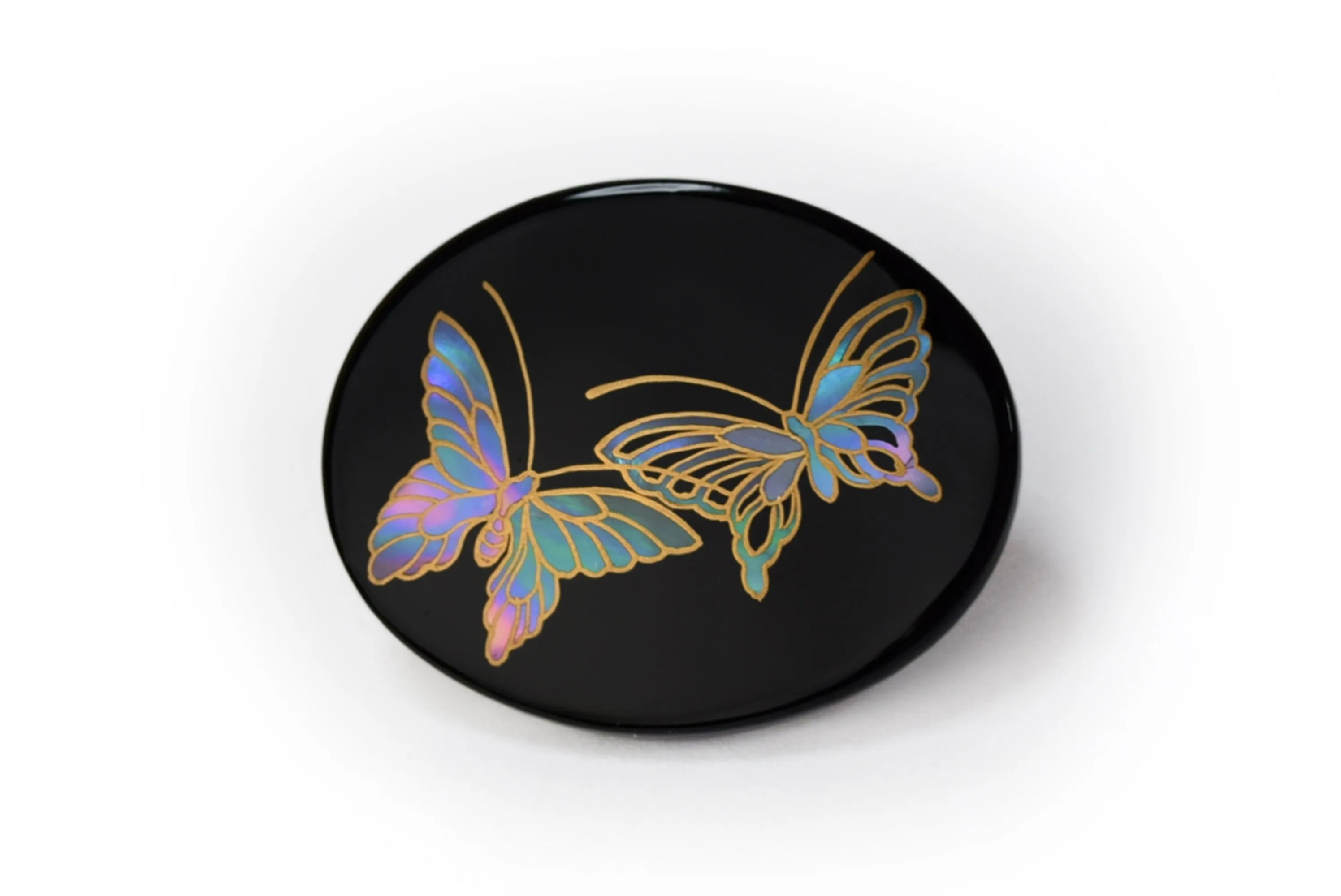 Raden Brooch - Butterfly-, Japanese Lacquer Jewelry, Kyoto Jewelry