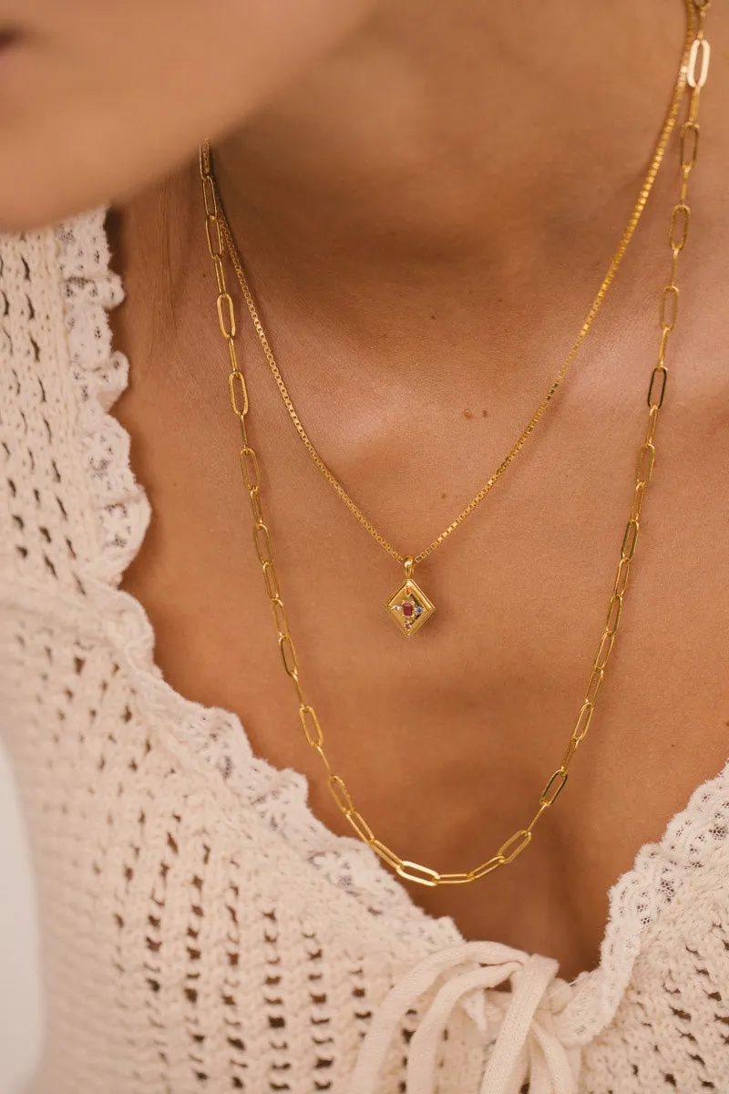 Radiant Stone Necklace Gold Plated