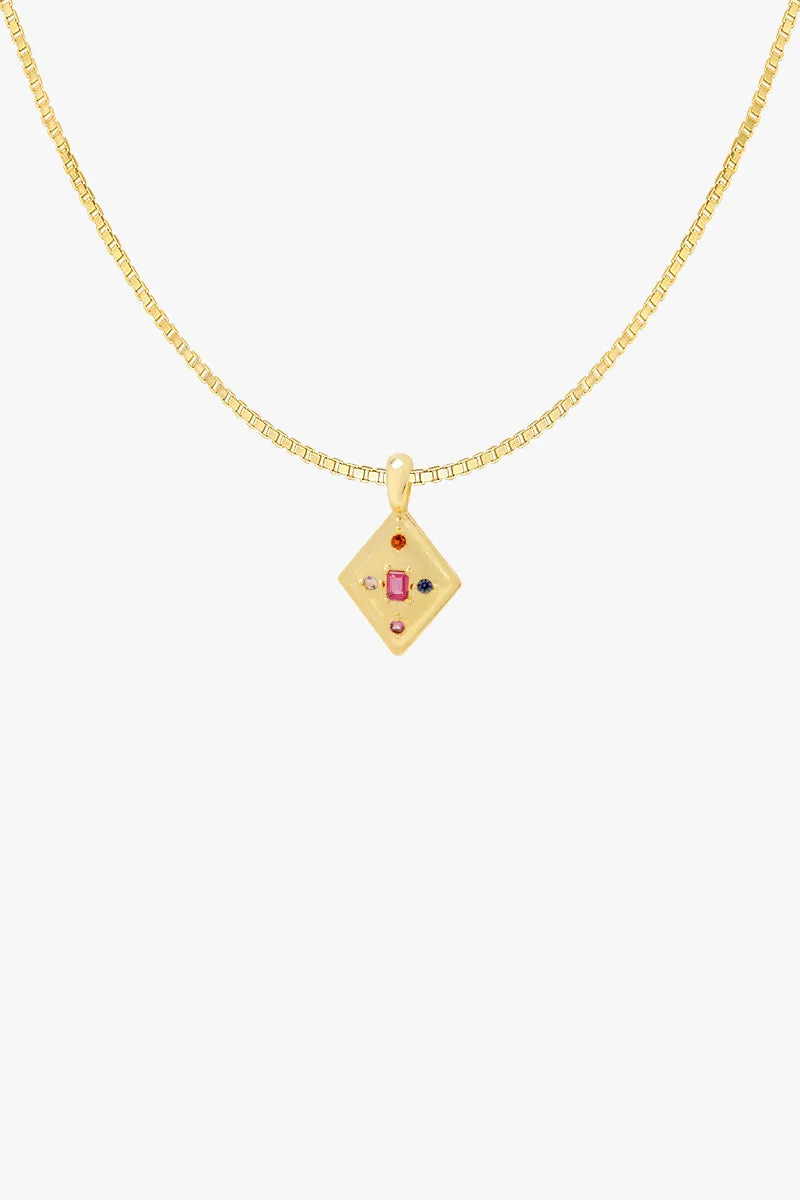 Radiant Stone Necklace Gold Plated