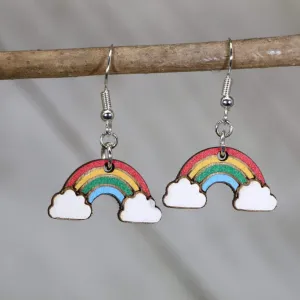 Rainbow Wooden Dangle Earrings by Cate's Concepts, LLC