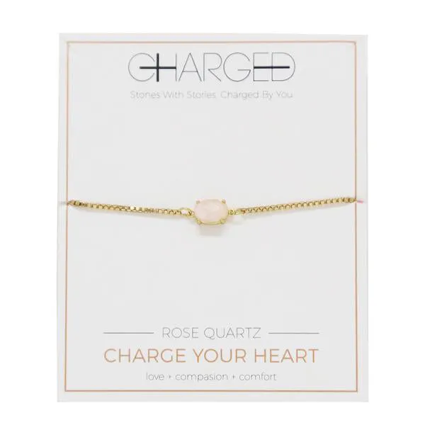 Rose Quartz & Gold Adjustable Chain Bracelet