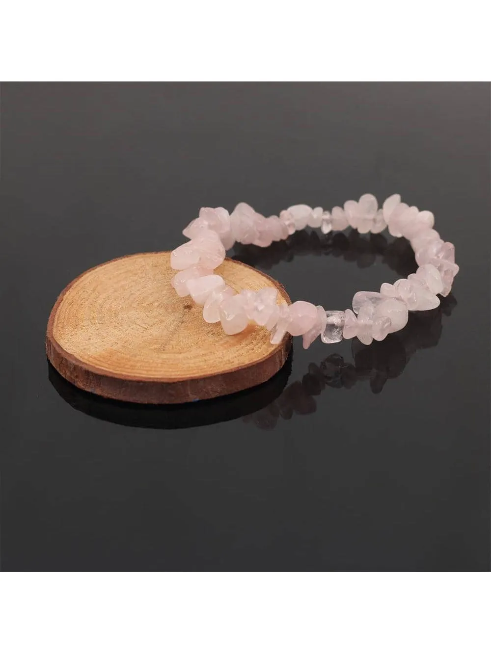 Rose Quartz Natural Gemstone Bracelet Stretch Chip Beads Rose Crystal Quartz