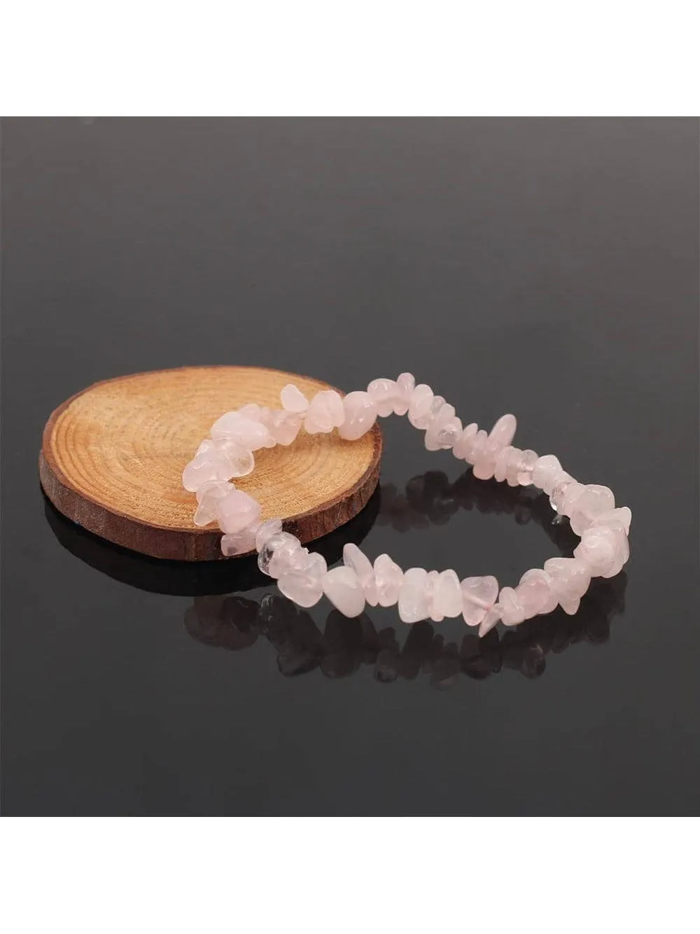 Rose Quartz Natural Gemstone Bracelet Stretch Chip Beads Rose Crystal Quartz