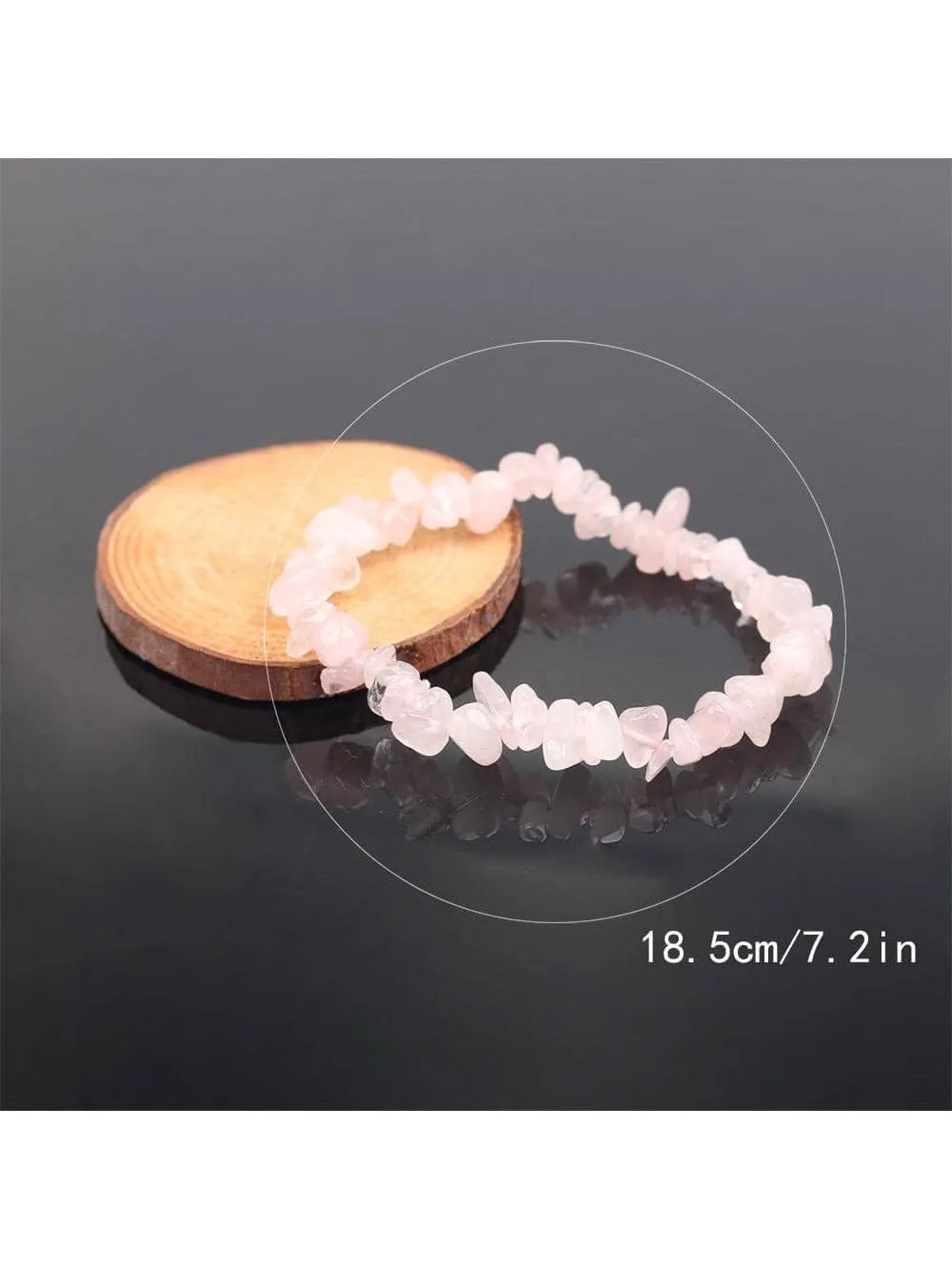 Rose Quartz Natural Gemstone Bracelet Stretch Chip Beads Rose Crystal Quartz